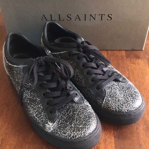 All Saints black crackle sneaker
